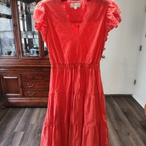 Pinch Coral Eyelet Dress